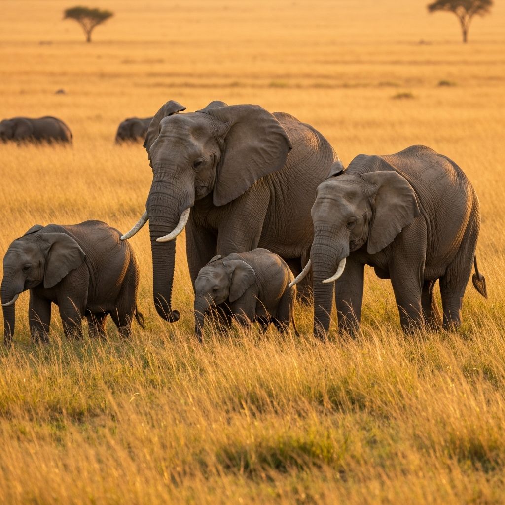 African elephants in their natural habitat